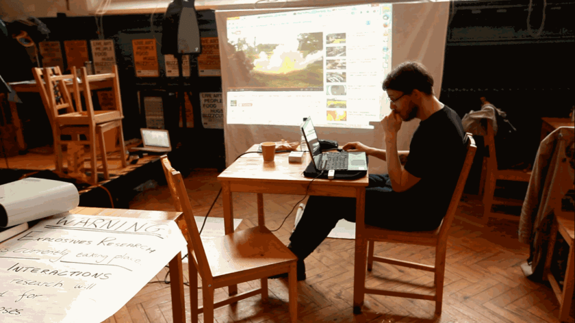 "I want to blow up (a model of) the Palace of Holyroodhouse (for art), Buzzcut Festival, 2014