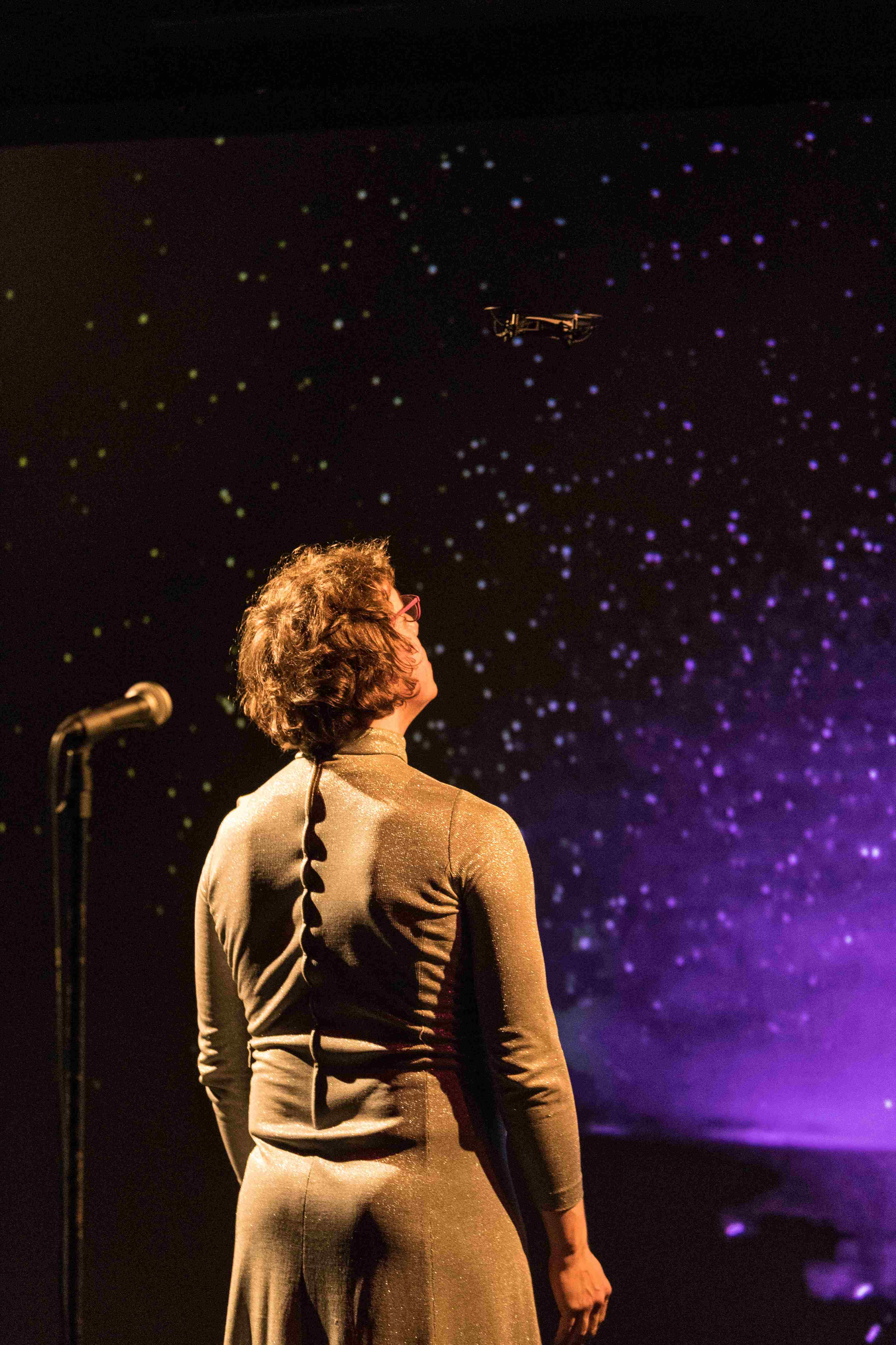 Performance of Drone by Harry Giles at the Scottish Youth Theatre in Glasgow